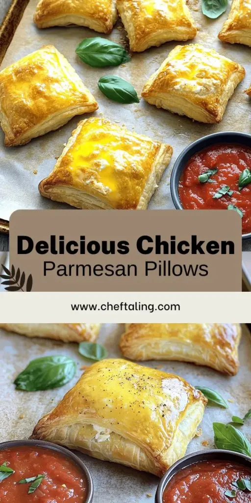 Looking for a delicious, family-friendly meal that’s simple to prepare? Chicken Parmesan Pillows are your answer! This easy recipe combines shredded chicken, rich cheeses, and puff pastry for a flavorful dish that everyone will love. Perfect for busy weeknights, you can even customize the filling and serve it with tasty sides. Ready to impress your family? Click through to explore the full Chicken Parmesan Pillows recipe and discover your new go-to dinner!