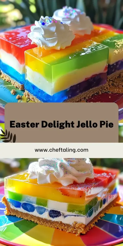 Celebrate Easter with a vibrant and easy No Bake Jello Pie that will impress your guests! This delightful dessert features colorful layers of six delicious Jello flavors, perfectly paired with a creamy filling and a crunchy graham cracker crust. Ideal for spring gatherings, you'll find step-by-step instructions and tips to customize your pie. Click to explore the full recipe and make your Easter celebrations even sweeter!