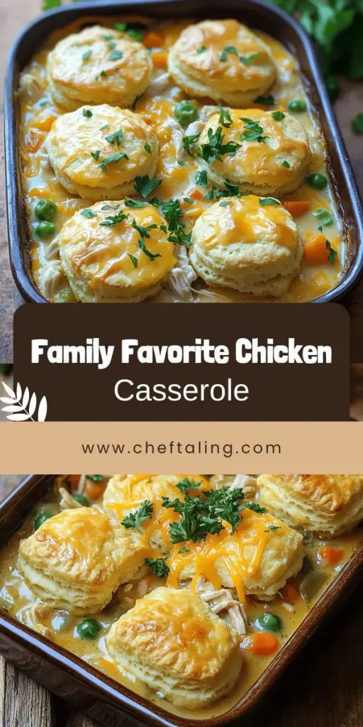 Looking for a cozy family meal? Try this Easy Chicken Pot Pie Casserole that everyone will love! This comforting dish features tender chicken, colorful veggies, and a creamy sauce topped with fluffy biscuits. Perfect for busy nights or gatherings, it's easy to prepare and can be customized to fit any diet. Check out the full recipe and discover how to make this delightful casserole that warms both heart and home! Click through for all the tasty details!