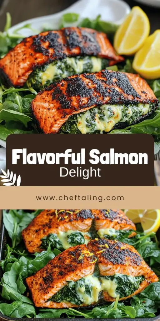 Elevate your dinner with Blackened Salmon Stuffed with Spinach and Parmesan Delight! This irresistible recipe features juicy salmon fillets filled with a creamy spinach and Parmesan mixture, seasoned to perfection. It's perfect for busy weeknights or special occasions. Discover simple steps and cooking tips that will impress your guests and tantalize their taste buds. Dive into the full recipe now and make this delectable dish today!