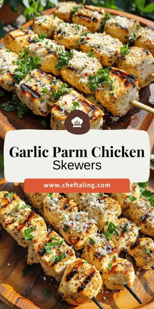 Satisfy your taste buds with Garlic Parmesan Chicken Skewers, a delicious and easy meal that's perfect for any occasion! Discover how to marinate and cook these flavorful skewers with basic ingredients like chicken, garlic, and Parmesan cheese. Whether you're grilling or baking, learn the best techniques to impress your family and friends. Click through to explore the full recipe and make this tasty dish a staple at your table!