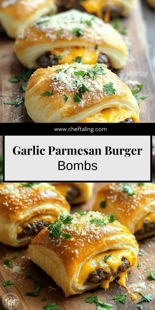 Craving a delicious and quick snack? Try these Easy Garlic Parmesan Cheeseburger Bombs! Ready in just 30 minutes, they're the perfect treat for game nights or busy dinners. Packed with juicy beef, gooey cheese, and seasoned to perfection, they’re sure to be a hit. Discover the simple steps and tasty variations in our full recipe. Click through to unlock all the flavorful details and make these mouthwatering bombs today!