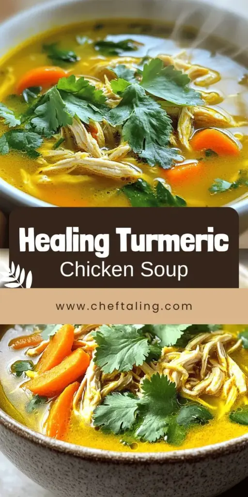 Discover the healing power of my Soothing Turmeric Chicken Soup for Inflammation Relief! This delicious recipe combines the anti-inflammatory benefits of turmeric with the comforting goodness of chicken soup, packed with nutrients to boost your immune system. Perfect for soothing joint pain and promoting recovery, this easy-to-make dish will warm your soul. Click through to explore the full recipe and start cooking today for a healthier you!