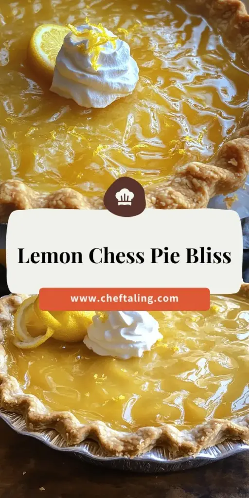 Craving a dessert that's both tangy and sweet? Discover how to make lemon chess pie with this easy and tasty recipe! Learn to create this Southern classic from scratch using simple ingredients like sugar, lemon juice, and eggs. Explore fun variations and helpful baking tips that will impress friends and family. Click to find the full recipe and bring a slice of sunshine to your table with this delightful treat!