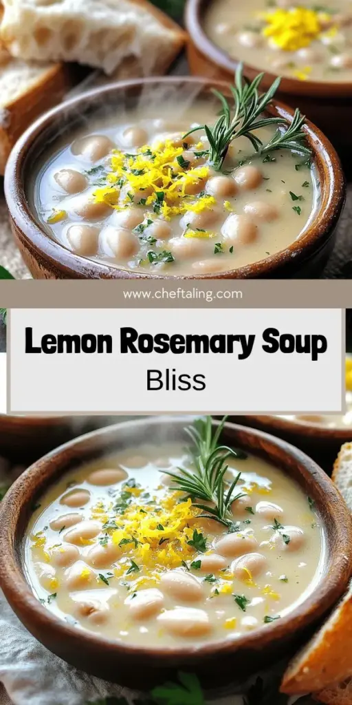 Discover the perfect comfort food with Lemon Rosemary White Bean Soup! This healthy delight combines creamy white beans, zesty lemon, and aromatic rosemary for a nutritious and delicious meal. It's easy to make and perfect for cozy dinners or meal prep. Explore variations to customize your soup, plus tips for enhancing flavors and serving suggestions that complete your meal. Click through to get the full recipe and elevate your cooking today!
