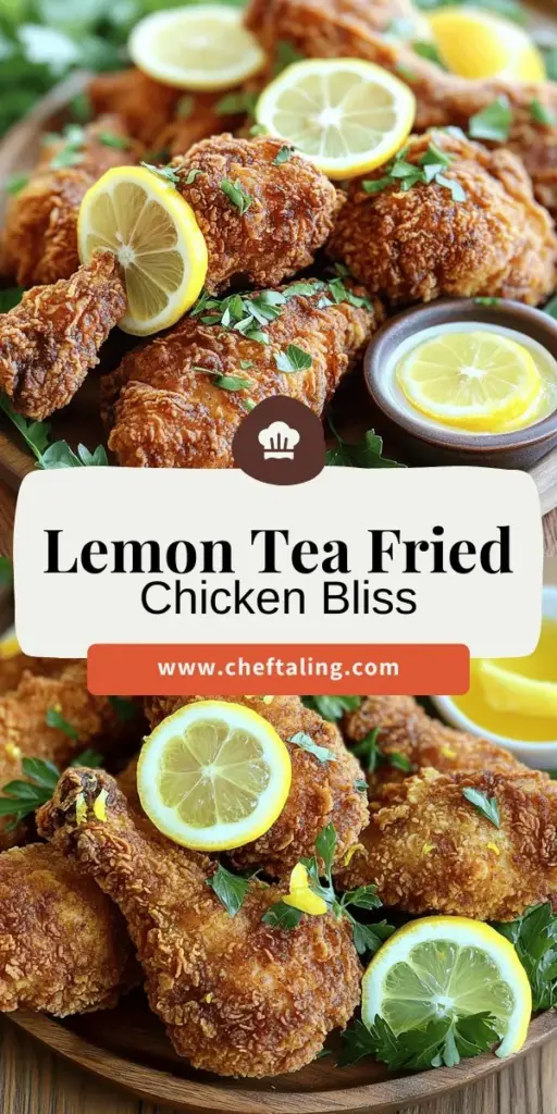 Elevate your dinner with this delicious Savory Lemon Tea Fried Chicken recipe! Infused with zesty lemon and rich buttermilk, this dish is not only a taste sensation but also offers health benefits. Discover essential cooking tips, ingredient secrets, and fun variations to impress your guests. Ready to get cooking? Click through to explore the full recipe and bring a burst of flavor to your kitchen today!