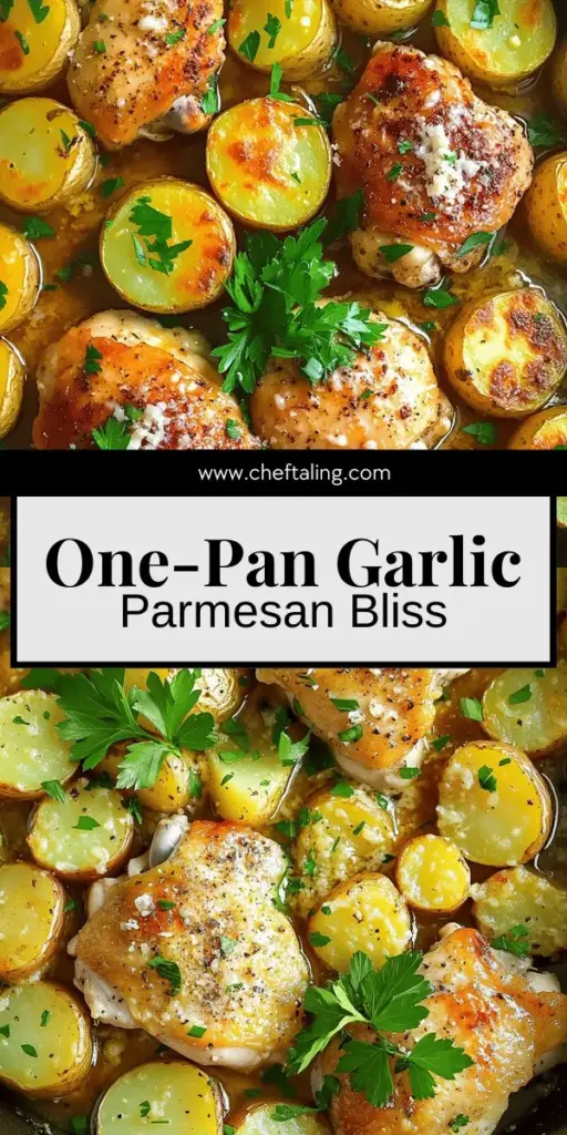 Make dinner effortless with this One-Pan Garlic Parmesan Chicken and Potatoes recipe! Enjoy tender chicken thighs and perfectly cooked baby potatoes infused with garlic and topped with a cheesy crust. This hassle-free dish is perfect for busy weeknights, offering a delicious meal with easy cleanup. Ready to impress your taste buds? Click through to explore the full recipe and elevate your dinner tonight!