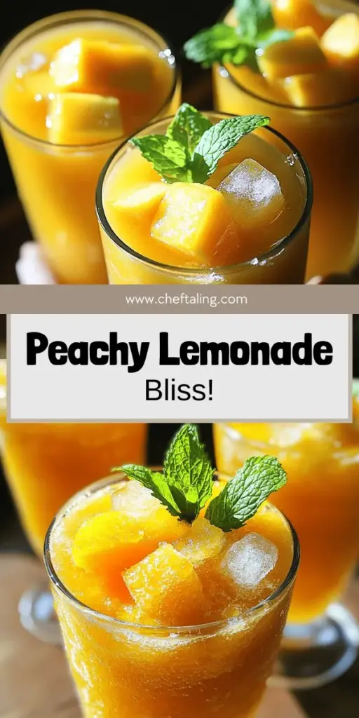 Beat the heat with the ultimate summer refreshment: Peach Lemonade Slush! This easy-to-make, icy treat combines the sweetness of ripe peaches with the tanginess of fresh lemonade, making it perfect for any hot day or backyard gathering. Customize it with berries or herbs to elevate your flavor game. Ready to impress your friends and family? Click to discover the full recipe and enjoy a delicious taste of summer!