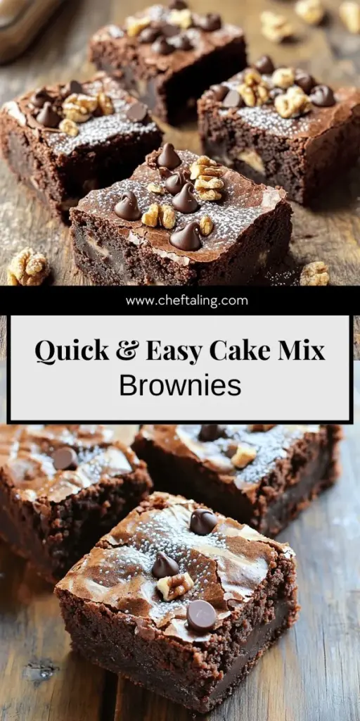 Craving something sweet in a hurry? Discover how to whip up irresistible cake mix brownies with this simple and quick recipe! Using just a box of chocolate cake mix and a few pantry staples, you can create delicious, gooey treats in no time. With tips for creative variations and easy substitutions, baking brownies has never been easier. Click through to explore the full recipe and make your dessert dreams come true today!
