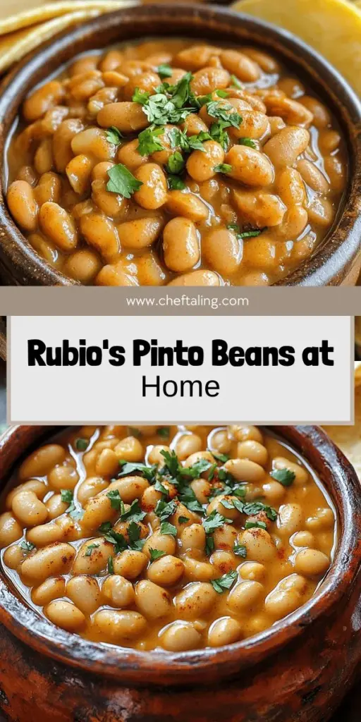 If you're craving the delicious taste of Rubio's pinto beans, try this easy copycat recipe! Packed with flavor and nutrients, these homemade pinto beans are perfect for tacos, burritos, or as a hearty side dish. Discover simple cooking steps, customizable spice options, and health benefits that make pinto beans a staple in your kitchen. Click to explore the full recipe and enjoy a flavorful dining experience at home!