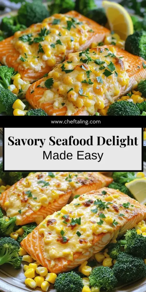 Elevate your dinner with the Savory Salmon, Shrimp, Cheesy Broccoli with Corn Dish! This delightful recipe combines fresh salmon and shrimp with a creamy cheese topping, creating a flavor-packed meal that’s healthy and quick to prepare. Discover tips for cooking seafood perfectly, choosing the best ingredients, and making dinner stress-free. Click through for the full recipe and transform your weeknight meals into delicious experiences!