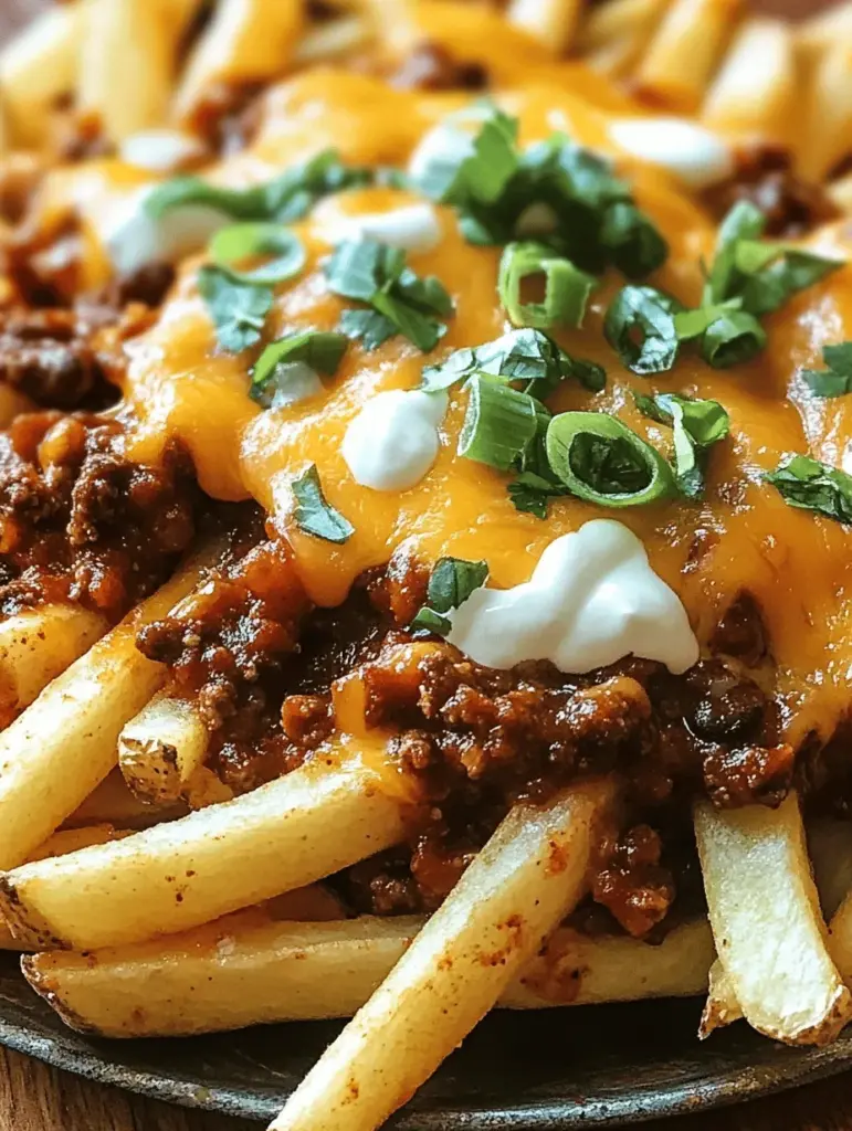 Indulge in the ultimate comfort food with our Spicy Cheesy Chili Fries recipe! This mouthwatering dish combines crispy fries, zesty chili, and gooey cheese for a flavor explosion that will satisfy your cravings. Perfect for game day, movie nights, or anytime you need a delicious treat. Easy to make and loaded with spices, it's a crowd-pleaser that's sure to impress. Try it today and elevate your snacking experience!
