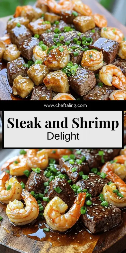 Elevate your dining experience with this savory steak bites and shrimp in garlic butter soy glaze that will impress everyone at your table. With tender steak and succulent shrimp coated in a rich, flavorful glaze, this dish is easy to prepare and absolutely delicious. Discover the best tips on cooking, marinating, and serving for a memorable meal. Click through for the full recipe and get ready to cook a dish that is simply irresistible!