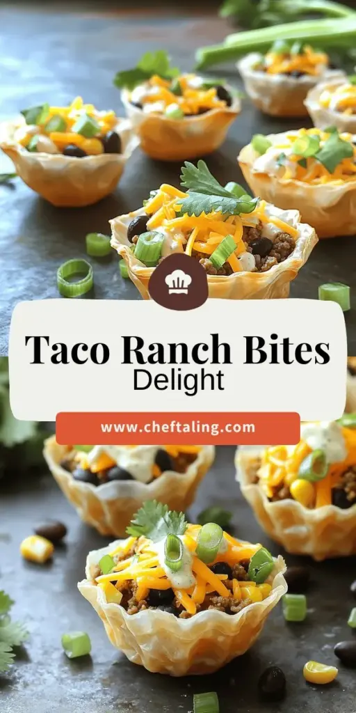 Elevate your gatherings with Taco Ranch Bites, the ultimate savory appetizer that will have your guests coming back for more! These delightful bite-sized treats combine the bold flavors of tacos with creamy ranch, making them a perfect finger food for parties, game days, and family dinners. Easy to make and customizable, they are sure to impress! Click through to discover the full recipe and tips for enhancing your taco experience today!