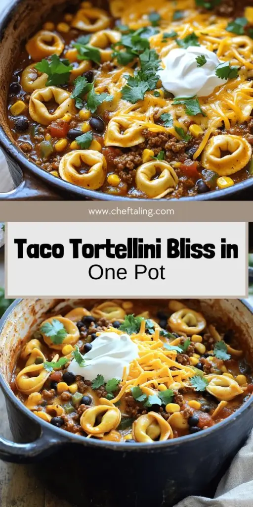 Whip up a delicious Taco Tortellini that’s perfect for busy weeknights! This easy one-pot recipe combines the fun flavors of tacos with tender tortellini, ready in under 30 minutes. Packed with ground beef, cheese, and colorful veggies, it’s a meal your whole family will crave. Discover tips for customization and meal prep, and get ready to enjoy a tasty dinner. Click through for the full recipe and start cooking tonight!