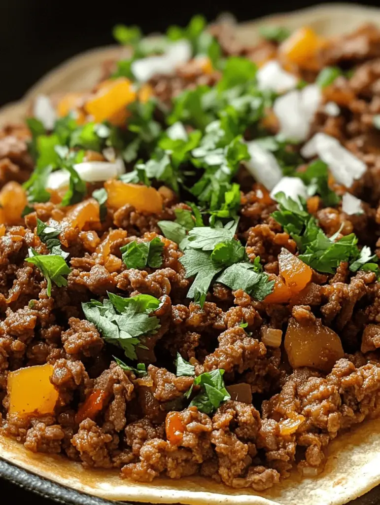 Discover the ultimate taco meat recipe that will elevate your taco night! This easy-to-follow guide combines ground beef, vibrant spices, and fresh ingredients to create a flavorful filling perfect for tacos, burritos, or bowls. Whether you're a cooking novice or a seasoned chef, this recipe guarantees a delicious meal in minutes. Try it out tonight and bring a taste of Mexico to your kitchen! Save this pin for your next fiesta!