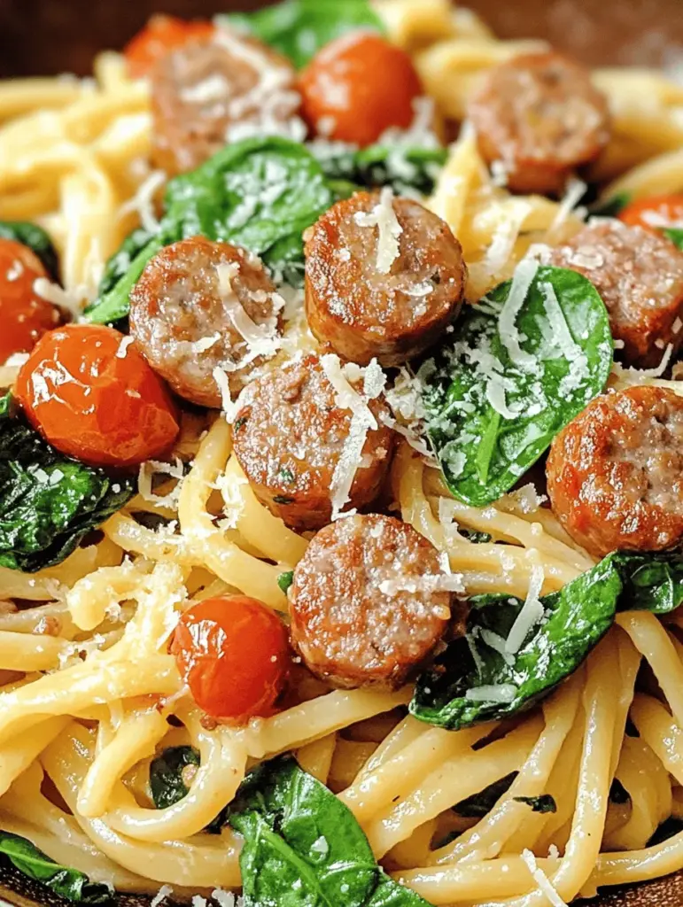 Discover a mouthwatering Tomato Spinach Sausage Pasta recipe that’s perfect for any night of the week! This dish combines savory sausage, fresh spinach, and juicy tomatoes for a flavorful meal that’s sure to please everyone at the table. Quick and easy to prepare, it's ideal for busy weeknights or casual gatherings. Follow our step-by-step guide to create this delightful pasta and impress your family and friends with your culinary skills!