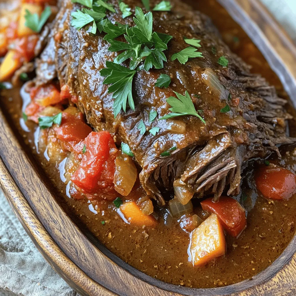 To make a great Stracotto alla Fiorentina, you need the right ingredients. The main star is the beef chuck roast, weighing about 3 to 4 pounds. This cut is rich in flavor and tenderizes well during long cooking.