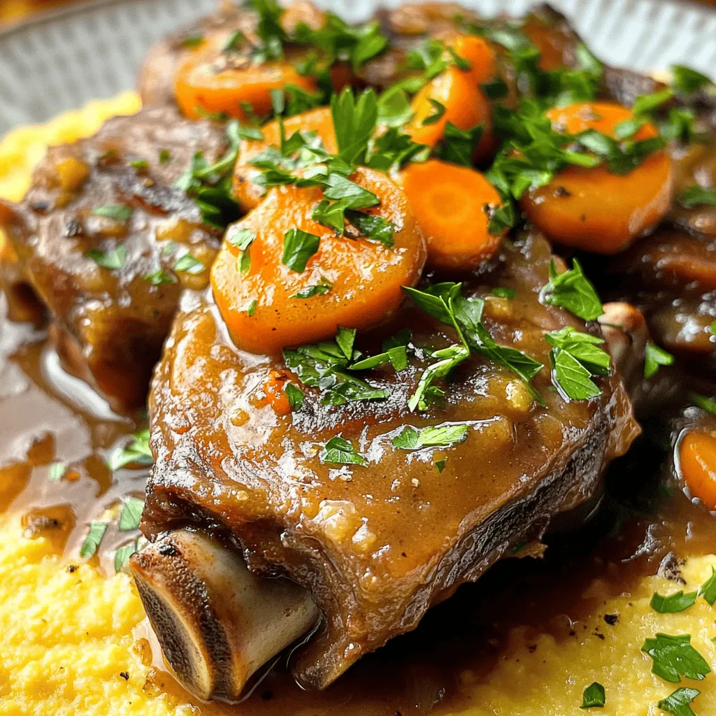 The heart of braised pork osso bucco lies in its rich ingredients. You need four pork shanks, also called osso bucco cuts. These cuts have a bone in the center, which adds flavor and depth. You also need a tablespoon of olive oil to sear the meat.