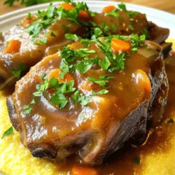 The heart of braised pork osso bucco lies in its rich ingredients. You need four pork shanks, also called osso bucco cuts. These cuts have a bone in the center, which adds flavor and depth. You also need a tablespoon of olive oil to sear the meat.