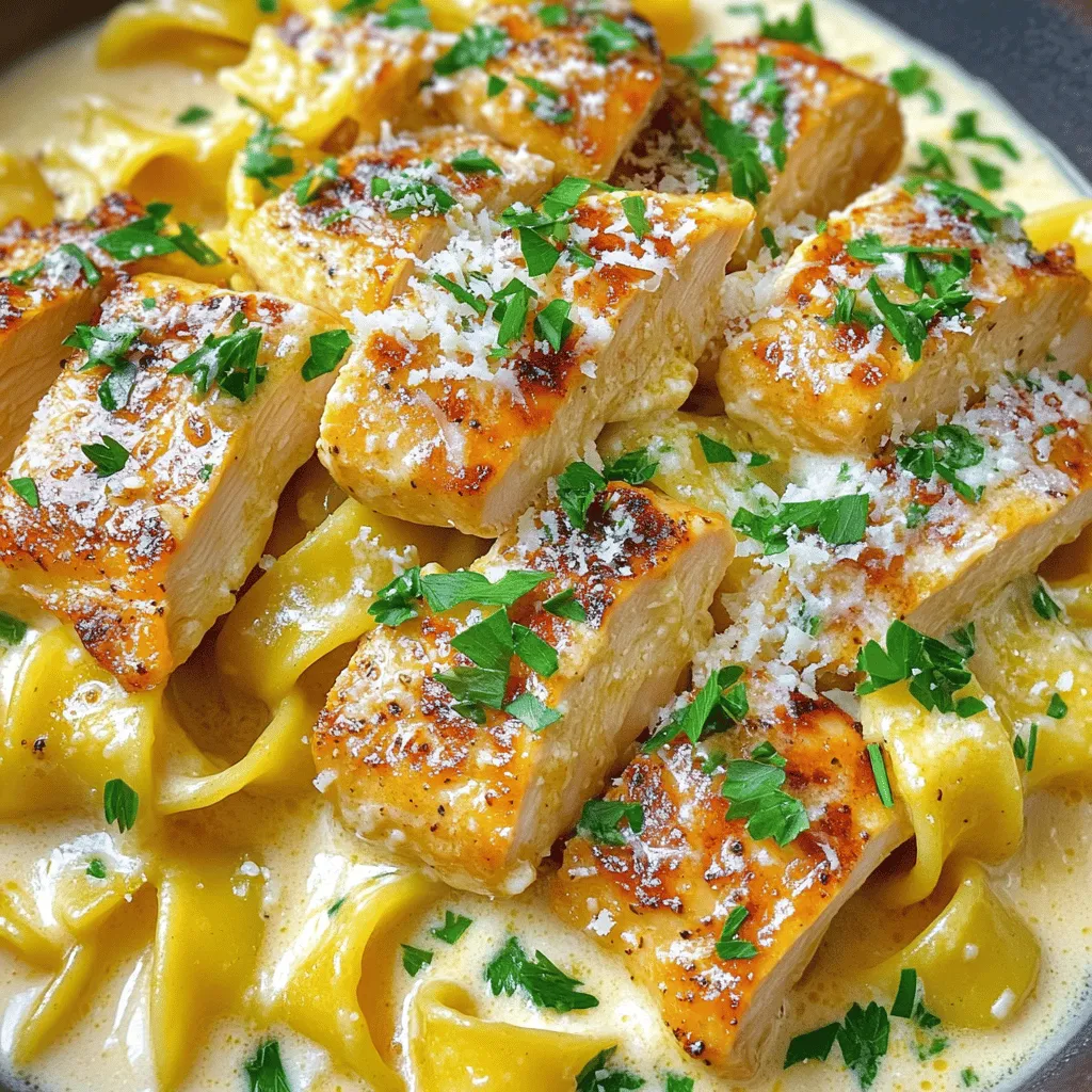 To make chicken with buttered noodles, you need a few key ingredients. The main items include boneless, skinless chicken breasts and egg noodles. These form the base of the dish. The creamy sauce needs unsalted butter, garlic, chicken broth, and heavy cream. Italian seasoning, salt, and pepper add flavor to the mix.