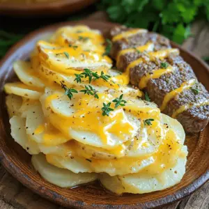 To make delicious scalloped potatoes with savory beef cutlets, you need fresh, quality ingredients. For the scalloped potatoes, I love using large russet potatoes. They are starchy and hold up well when sliced thin. You will need about four of them. Slice them evenly for cooking and a nice look.