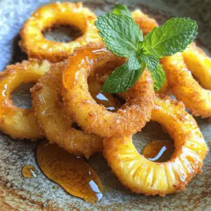 The fried pineapple rings recipe needs a few simple ingredients. To start, you need one ripe pineapple. Cut it into 1/2 inch rings. This gives the best shape for frying.