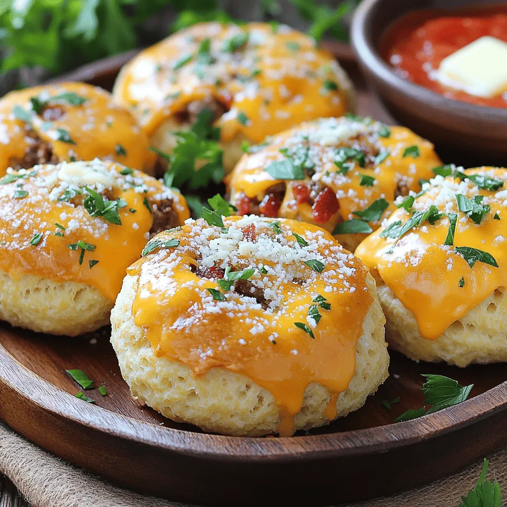 To make garlic Parmesan bacon cheeseburger bombs, you need simple ingredients. Start with 1 pound of ground beef. Choose quality beef for the best taste. Next, use half a cup of cooked bacon, chopped into small pieces. This adds a smoky flavor.