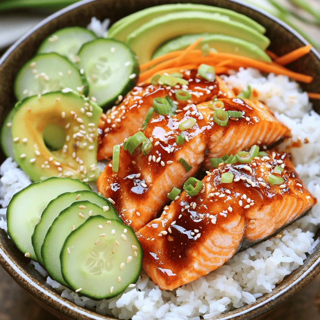 The key ingredients for a spicy salmon rice bowl are simple yet full of flavor. First, you need fresh salmon fillets. Salmon has a rich taste that pairs well with spices. Next, jasmine rice works best. It’s soft and slightly sticky, making it perfect for holding toppings.