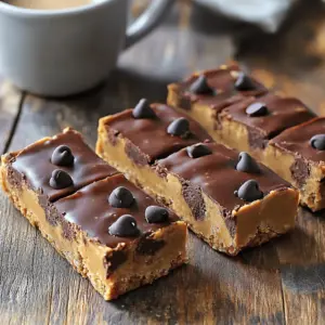 - 1 cup rolled oats - 1/2 cup vanilla protein powder - 1/4 cup unsweetened cocoa powder - 1/2 cup almond butter - 1/4 cup honey or maple syrup - 1/2 cup brewed coffee, cooled - 1/2 teaspoon vanilla extract - 1/2 cup dark chocolate chips - 1/4 teaspoon sea salt The rolled oats form a great base for these bars. They add fiber and energy. You can choose different protein powders too. I love using vanilla, but chocolate works well too. Sweetener choices include honey or maple syrup. Both add a nice touch of sweetness. Binding ingredients are key for a good texture. Almond butter holds everything together. It adds healthy fats and a nice nutty flavor. You can also use peanut butter if you prefer. - Mixing bowls - Baking dish - Parchment paper - Measuring cups and spoons Start with mixing bowls for combining your ingredients. A baking dish helps shape the bars. Parchment paper makes it easy to lift the bars out later. Don’t forget your measuring cups and spoons for accuracy. Each tool makes the process smooth and fun. For the complete cooking steps, check out the Full Recipe. 1. Preheat your oven to 350°F (175°C). This makes sure the bars bake evenly. 2. Line an 8x8 inch baking dish with parchment paper. Leave a little overhang. This helps with easy removal later. 3. In a large mixing bowl, combine the dry ingredients. Mix rolled oats, protein powder, cocoa powder, and sea salt. Make sure it’s well blended. 4. In another bowl, mix the wet ingredients. Stir almond butter, honey (or maple syrup), brewed coffee, and vanilla extract until smooth. 1. Pour the wet ingredients into the dry mix. Stir until you form a thick batter. Make sure it’s mixed well. 2. Gently fold in the dark chocolate chips. Distribute them evenly throughout the mixture. 3. Pour the batter into the lined dish. Press it down firmly with a spatula. This creates an even layer. 4. Bake for 20-25 minutes. Look for slightly firm edges and a set center. Do not overbake. 5. Remove from the oven and cool. Let it cool in the pan for 10 minutes. Then, lift it out using the parchment paper. Let it cool completely on a wire rack. 6. Cut into bars and enjoy. They are ready to eat after cooling! For the complete recipe, refer to the earlier section. - Avoiding overbaking: Keep an eye on your bars in the oven. Bake them for 20 to 25 minutes. Check if the edges are firm but the center is still soft. This helps keep them chewy. - Adjusting sweetness to taste: You can change the sweetness by adding more or less honey or maple syrup. Taste the batter before baking. This lets you customize the flavor. - Ensuring proper mixing: Mix the dry and wet ingredients well. Use a spatula to fold in the chocolate chips. This ensures every bite has a nice balance of flavors. - Skipping the cooling process: After baking, let your bars cool in the pan for at least 10 minutes. This helps them set properly. If you skip this, they may crumble. - Not using parchment paper for easy removal: Always line your baking dish with parchment paper. This makes it easy to lift the bars out after cooling. It prevents sticking and keeps your bars intact. Following these tips will help you create delicious mocha chip protein bars every time. For the full recipe, check the section above. Enjoy your tasty and healthy snack! {{image_2}} You can change the flavor of your mocha chip protein bars in fun ways. First, try different nut butters. Almond butter gives a rich taste, while peanut butter adds a classic twist. Cashew butter is creamy and smooth, perfect for a subtle flavor. Next, consider the protein powder. Vanilla works well, but chocolate is a great choice too. You can even try plant-based protein powders if you want. These options can change the taste while keeping the bars healthy. Sweeteners also play a big role. Honey is sweet and sticky, but maple syrup offers a unique flavor. You can use agave syrup for a lighter taste. If you want less sugar, try stevia or monk fruit. Each sweetener gives a new twist to your bars. Texture is key to a great snack. Adding nuts or seeds can make your bars crunchier. Chopped almonds or walnuts give a nice bite. Sunflower seeds or chia seeds add a fun crunch and extra nutrition. You can adjust the amount of chocolate chips too. More chips mean a sweeter bar, while fewer chips keep it more balanced. If you want a richer experience, try dark chocolate chips. They provide a deep taste that pairs well with coffee. Using dried fruits can also enhance texture. Chopped dates or cranberries add chewiness and natural sweetness. You can even mix in coconut flakes for a tropical twist. These variations help you make your bars unique and enjoyable. For the full recipe, refer to the section above. Store your mocha chip protein bars in an airtight container. This keeps them fresh. You can keep them at room temperature for a few days. If you want them to last longer, put them in the fridge. They can stay good for up to a week in the fridge. For even longer storage, freeze them. Wrap each bar in plastic wrap before placing them in a freezer-safe bag. Frozen bars can last up to three months. Just thaw them in the fridge overnight when you want a tasty snack. Check for a few signs to know if your protein bars are bad. Look for mold or an odd smell. If they feel stale or too dry, it’s time to toss them. Typically, protein bars last about a week at room temperature. In the fridge, they can last up to two weeks. If frozen, they stay good for three months. Always trust your senses when checking for freshness. Enjoy your bars while they’re at their best! Mocha chip protein bars offer great nutrition. They are high in protein, which helps build muscle. Each bar has healthy fats from almond butter. Rolled oats provide fiber, which aids digestion. Dark chocolate adds antioxidants and enhances flavor. This snack keeps you full and satisfied for longer. Yes, you can make mocha chip protein bars vegan. Use a plant-based protein powder instead of whey. Replace honey with maple syrup or agave nectar. Ensure the chocolate chips are dairy-free. This way, you can enjoy a tasty, vegan-friendly snack. Homemade protein bars can last up to one week at room temperature. Store them in an airtight container. For longer life, keep them in the fridge for two weeks. You can also freeze them for up to three months. Just thaw before you eat. You can find the full recipe for mocha chip protein bars above. It includes all the ingredients and steps needed to make these delicious snacks. Enjoy your cooking! Mocha chip protein bars are easy and fun to make. We covered key ingredients, tools, and steps for your tasty snack. Don't forget tips for perfect bars, like mixing well and avoiding overbaking. You can also try fun variations to keep things fresh. Store them properly to enjoy longer. Remember, these bars are not just yummy; they're good for you, too! With this guide, you're ready to start making your own delicious bars at home. Enjoy the cooking and the tasty rewards!