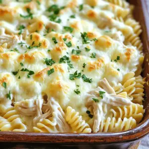 To make this creamy chicken alfredo bake, gather these simple ingredients: - 2 cups cooked rotini pasta - 2 cups cooked chicken breast, shredded - 1 cup heavy cream - 1 cup grated Parmesan cheese - 1 cup shredded mozzarella cheese - 2 cloves garlic, minced - ½ teaspoon dried Italian herbs - ½ teaspoon salt - ¼ teaspoon black pepper - 1 tablespoon olive oil - Fresh parsley, chopped (for garnish) These ingredients come together to create a rich, creamy dish that is sure to impress. You might not have all the ingredients on hand. Here are some easy swaps: - Use penne or fusilli instead of rotini. - Swap shredded chicken for cooked sausage or tofu. - Replace heavy cream with half-and-half or a dairy-free cream. - Use cheddar cheese in place of mozzarella for a different taste. These substitutions can help you customize the dish to your needs. To prepare this creamy chicken alfredo bake, you will need some basic kitchen tools: - Large skillet for cooking - Mixing bowl for combining ingredients - 9x13-inch baking dish for baking - Wooden spoon or spatula for mixing - Oven for baking Having these tools ready will make the cooking process smooth and fun. Start by preheating your oven to 375°F (190°C). This step gets your oven ready for baking, which helps cook the dish evenly. While the oven heats, gather your ingredients. You will need 2 cups of cooked rotini pasta, 2 cups of cooked chicken breast (shredded), and 1 cup each of heavy cream, grated Parmesan cheese, and shredded mozzarella cheese. Don’t forget the minced garlic, Italian herbs, salt, black pepper, and olive oil. In a large skillet, pour in the olive oil and heat it over medium heat. Add the minced garlic and cook for about 1 minute. This will add a nice aroma to your dish. Next, in a mixing bowl, combine the cooked rotini pasta, shredded chicken, heavy cream, Parmesan cheese, Italian herbs, salt, and black pepper. Stir until everything is mixed well. After that, add the sautéed garlic and olive oil to this mixture. Make sure to mix it all together for even flavor. Now, transfer the mixture into a greased 9x13-inch baking dish. Spread it out evenly, then sprinkle the shredded mozzarella cheese on top. It will melt and create a delicious cheesy layer. Bake in your preheated oven for 20-25 minutes. Check for a bubbly and golden-brown top. Once it’s done, take it out and let it cool for a few minutes. You can garnish it with chopped parsley for a fresh touch. To ensure your Creamy Chicken Alfredo Bake turns out great every time, keep these tips in mind: - Use fresh ingredients for the best flavor. - Don’t skip the olive oil when sautéing garlic; it adds depth to the dish. - Mix all ingredients well to ensure even flavor throughout. - Let it cool for a few minutes after baking. This helps set the dish. - For extra creaminess, drizzle some heavy cream on top before serving. These simple steps will help you create a tasty meal that everyone will love. For the full recipe, check back to the ingredients section. To make your creamy chicken Alfredo bake even better, add fresh herbs. Chopped basil or thyme can brighten the dish. You can also mix in a splash of lemon juice. This adds a nice zing to the flavors. For a richer taste, try adding more cheese. Mixing in a bit of cream cheese helps create a smooth texture. If you like a little heat, sprinkle crushed red pepper flakes on top. One mistake is overcooking the pasta. Cook it just until al dente, as it will cook more in the oven. Another common error is using too little seasoning. Taste your mixture before baking to adjust the salt and pepper. Avoid overcrowding the baking dish. This can lead to uneven cooking. Lastly, don't skip the cheese on top! It gives a nice golden crust. Serve your creamy chicken Alfredo bake right from the oven. For a fun touch, add extra cheese on top. Pair it with garlic bread for a tasty side. A fresh salad can balance out the richness. If you want to make it special, drizzle a bit of olive oil or heavy cream on individual plates. This can make each serving look gourmet! {{image_2}} You can easily make a vegetarian version of this dish. Simply swap the chicken for cooked mushrooms or sautéed spinach. You can also use chickpeas for protein. This change keeps the dish hearty and filling. With these swaps, you will still enjoy that creamy texture and rich flavor. Adding more veggies boosts nutrition and flavor. Try bell peppers, zucchini, or broccoli. Just chop them up and mix them in with the pasta and sauce. You can sauté them first for extra taste. These colorful additions make your dish pop and taste even better. You can play with sauces and cheeses to change the dish. Instead of Alfredo sauce, you could use a pesto or a tomato sauce. For cheese, try using Gouda or feta. Each option gives a new twist to the classic recipe. Experimenting keeps cooking fun and fresh. Check out the Full Recipe for all the tasty details! After enjoying your creamy chicken alfredo bake, store leftovers in an airtight container. This keeps the dish fresh and tasty. Place the container in the fridge. Your leftovers will last for about 3 to 4 days. Make sure to cool the dish to room temperature before sealing it up. To freeze the creamy chicken alfredo bake, let it cool completely. Then, transfer it to a freezer-safe container. You can also wrap it tightly in plastic wrap before putting it in a freezer bag. This method helps prevent freezer burn. It can stay good for up to 3 months in the freezer. When you're ready to enjoy your leftovers, preheat your oven to 350°F (175°C). Place the dish in the oven for about 20 minutes. Cover it with foil to keep it moist. You can also reheat single servings in the microwave. Just use a microwave-safe dish and heat for 1-2 minutes. Stir halfway through to get even warmth. Enjoy your creamy chicken alfredo bake just like the first time! Yes, you can use store-bought Alfredo sauce. It saves time and still tastes good. Just pour it over the pasta and chicken in your baking dish. This choice makes the dish quick and easy. You can always add some garlic or herbs to boost its flavor. To make this dish gluten-free, swap the rotini for gluten-free pasta. Many brands offer tasty options. Also, check the Alfredo sauce label for gluten-free ingredients. This way, you can enjoy the creamy goodness without the gluten. I like to serve this dish with garlic bread and a fresh salad. The bread complements the creamy sauce well. A simple green salad adds crunch and freshness. You can also pair it with steamed veggies for extra color and nutrition. This guide showed you how to make a tasty Creamy Chicken Alfredo Bake. We covered ingredients, cooking steps, and helpful tips. You learned how to substitute items and enhance flavors. Avoid common mistakes to ensure great results. Overall, this dish is flexible with vegetarian options and different sauces. Proper storage makes leftovers enjoyable. Now, you’re ready to impress your family and friends with your cooking skills!