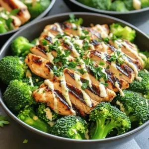 - 2 boneless, skinless chicken breasts - 2 cups fresh broccoli florets - 1 tablespoon olive oil - Salt and pepper to taste - 1 teaspoon garlic powder - 1 teaspoon paprika - 1/2 cup Greek yogurt - 2 tablespoons mayonnaise - 2 cloves garlic, minced - 1 tablespoon lemon juice - 1 tablespoon chopped fresh parsley (for garnish) To make Grilled Chicken & Broccoli Bowls with Creamy Garlic Sauce, you need high-quality ingredients. Start with fresh chicken breasts and vibrant broccoli. The olive oil adds moisture. Salt and pepper highlight the natural flavors. For seasoning, garlic powder and paprika give the chicken a rich taste. Remember, seasoning is key. It elevates the dish from simple to spectacular. The creamy garlic sauce is a star. Greek yogurt and mayonnaise create a smooth base. Fresh garlic and lemon juice brighten the sauce. Don't forget the parsley; it adds a lovely touch. For the full recipe, check out the ingredients list again and get cooking! - Preheat the grill to medium-high heat. - Rub the chicken with olive oil and seasoning. I like garlic powder and paprika. - Grill the chicken until cooked through, about 6-7 minutes per side. Start by heating your grill. Medium-high heat works best. While the grill warms up, take your chicken breasts. Coat them with olive oil, salt, pepper, garlic powder, and paprika. Rub the mix all over the chicken. This adds flavor and helps it cook well. Once the grill is hot, place the chicken on it. Grill each side for about 6-7 minutes. You want the chicken to reach 165°F (75°C) inside. After grilling, let the chicken rest for about 5 minutes before cutting it. This keeps it juicy. - Bring salted water to a boil. - Blanch broccoli florets for 3 minutes. - Drain and set aside. Next, focus on the broccoli. Fill a pot with water and add salt. Bring it to a boil. Once boiling, add the broccoli florets. Blanch them for 3 minutes. This keeps them bright green and tender-crisp. After 3 minutes, drain the broccoli and set it aside. - Combine Greek yogurt, mayonnaise, garlic, lemon juice, and seasonings. - Mix until the sauce is smooth. Now, let's make the creamy garlic sauce. In a bowl, mix Greek yogurt, mayonnaise, minced garlic, and lemon juice. Add salt and pepper to taste. Stir until smooth. This sauce is rich and adds a tasty touch to your bowl. Now you're ready to assemble your Grilled Chicken & Broccoli Bowls with Creamy Garlic Sauce. Slice the chicken, layer the broccoli, and drizzle on that delicious sauce. Enjoy this healthy meal! For details, check the Full Recipe. - Use a meat thermometer for accurate cooking. This helps ensure you don’t undercook or overcook your chicken. - Let chicken rest after grilling to retain juices. This step makes your chicken moist and tasty. - Blanching preserves color and texture. It helps keep your broccoli bright green and crunchy. - Avoid overcooking to keep it tender-crisp. This way, you get a nice bite and plenty of nutrients. - Adjust garlic and lemon for personal taste. If you love garlic, add more! - Experiment with herbs for added flavor. Fresh herbs can brighten the sauce and add depth. These tips will help you make Grilled Chicken & Broccoli Bowls with Creamy Garlic Sauce a hit. For the complete recipe, refer to the Full Recipe section. {{image_2}} If you want to change up the protein in your bowls, you have great options. You can swap chicken for shrimp or tofu. Shrimp grills quickly and adds a tasty twist. Tofu absorbs flavors well and is a great vegetarian choice. If you crave something heartier, try grilled steak. It adds a rich taste and pairs well with the creamy garlic sauce. You can have fun with the creamy garlic sauce too. If you want a different flavor, substitute Greek yogurt with sour cream or vegan yogurt. This can change the texture and taste a bit. For those who like some heat, add sriracha or hot sauce. It brings a spicy kick that complements the other flavors. To make your meal more filling, serve it over rice or quinoa. Both options add great carbs and make the meal hearty. If you want some crunch, top your bowls with nuts. Almonds or walnuts work well and add extra nutrients. You can explore these variations to create your perfect bowl. For the full recipe, check out the beginning of the article. - Use airtight containers for best preservation. - Store the chicken, broccoli, and sauce separately. This keeps them fresh and tasty. If you mix them, the sauce can make the chicken soggy. - Freeze grilled chicken for up to 3 months. Wrap it well to prevent freezer burn. - Creamy sauce is best stored fresh; avoid freezing. It can change texture when frozen. - Use a microwave or stovetop to reheat chicken gently. Heat until warm, not hot. - Reapply sauce after reheating for freshness. This keeps the flavor bright and delicious. Yes, the chicken can be grilled ahead and stored. Grilling chicken in advance saves time. You can keep it in the fridge for up to three days. Just reheat before serving. This makes meal prep easy and quick. You can use sour cream or a dairy-free alternative. Sour cream works well for a similar taste. For a dairy-free option, try coconut yogurt. Both will keep the sauce creamy and delicious. Check that the internal temperature reaches 165°F (75°C). Using a meat thermometer helps ensure perfect cooking. This temperature keeps the chicken juicy and safe to eat. Letting it rest for a few minutes after grilling is also key. Yes, but adjust cooking time accordingly to avoid mushiness. Frozen broccoli cooks faster than fresh. Blanch it for about two minutes instead of three. This keeps your broccoli bright and crisp in your bowl. This article explored a simple and tasty recipe featuring grilled chicken, fresh broccoli, and creamy garlic sauce. I shared the key ingredients, step-by-step cooking instructions, and helpful tips for perfect results. Remember, you can tweak the recipe to fit your tastes, whether trying different proteins or sauces. Storing leftovers properly ensures you enjoy this meal later. I hope you feel inspired to try this recipe and make it your own! Happy cooking!