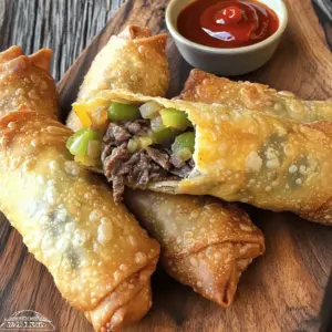 To make these delicious egg rolls, you need a few key items. Here’s the list: - 1 lb sirloin steak, thinly sliced - 1 green bell pepper, finely chopped - 1 small onion, finely chopped - 4 oz provolone cheese, shredded - 1/2 cup cream cheese, softened - 1 tsp garlic powder - 1 tsp black pepper - 1 package egg roll wrappers - Vegetable oil for frying - Salt to taste