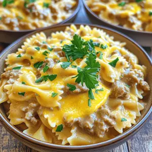 - 12 oz bowtie pasta - 1 lb ground beef - 2 cups Velveeta cheese, cubed