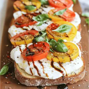 - Artisan sourdough bread - Fresh burrata cheese - Ripe heirloom tomatoes - Fresh basil leaves - Balsamic glaze - Extra virgin olive oil - Seasoning options (salt, pepper, red pepper flakes)