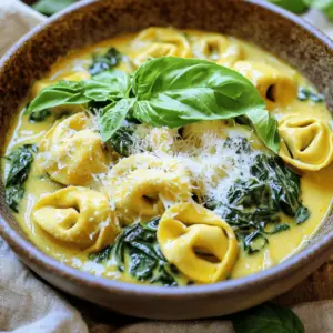 - 12 oz cheese tortellini (fresh or frozen) - 2 tablespoons olive oil - 3 cloves garlic, minced - 1 cup heavy cream - 1 cup grated Parmesan cheese - 1 cup baby spinach - 1 teaspoon Italian seasoning - Salt and pepper to taste - Fresh basil leaves for garnish