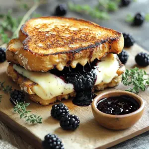 - 4 slices of sourdough bread - 4 oz brie cheese, sliced - 1 cup fresh blackberries