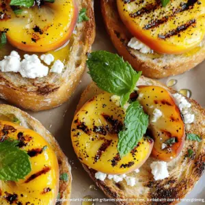 Toasted bread and grilled nectarines make a great snack. The sweet fruit pairs well with the crunchy bread. This dish is easy to make and tastes amazing.