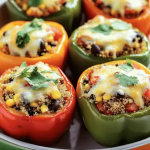 - 4 large bell peppers (any color) - 1 cup cooked quinoa - 1 can (15 oz) black beans, drained and rinsed - 1 cup corn kernels (fresh, frozen, or canned) - 1 cup diced tomatoes (canned or fresh) - 1 teaspoon cumin - 1 teaspoon smoked paprika - ½ teaspoon garlic powder - ½ teaspoon onion powder - Salt and pepper to taste - ¼ cup fresh cilantro, chopped (optional) - 1 cup shredded cheese (such as cheddar or pepper jack) - 1 tablespoon olive oil Gathering fresh ingredients brings joy to cooking. I love using vibrant bell peppers. They come in many colors, and each adds its own flair. Quinoa packs a punch with protein. Black beans offer fiber and heartiness. Corn kernels add sweetness, while tomatoes bring moisture and flavor. Spices are key. Cumin gives warmth, and smoked paprika adds depth. Garlic and onion powders enhance everything with their bold notes. For the finishing touch, I often sprinkle cheese on top. It melts beautifully and creates a golden crust. Cilantro can brighten the dish, but it's optional. You can find the complete details in the Full Recipe. Enjoy selecting the best ingredients for your stuffed bell peppers! - Preheat your oven to 375°F (190°C). - Cut the tops off the bell peppers and remove seeds and membranes. - In a mixing bowl, combine cooked quinoa, black beans, corn, diced tomatoes, and spices. - Fold in cilantro (if using) and mix well. - Stuff each pepper with the quinoa mixture and pack it gently. - Drizzle olive oil over the peppers, cover with foil, and bake for 25-30 minutes. - Remove foil, add cheese on top, and bake for an additional 10-15 minutes. This full recipe is easy and fun! You get to fill the peppers and watch them bake. The colors pop, and the smell fills your kitchen. Enjoy the tasty, healthy meal you make! - Ensure quinoa is fully cooked before mixing it into the filling. This step is key. You want fluffy quinoa for a great texture. - Adjust spices to personal taste for a customized flavor profile. I love adding a bit more cumin for warmth. - Use a vibrant serving platter for an eye-catching display. The colors of the peppers pop beautifully. - Garnish with cilantro or lime wedges for a pop of color. This adds freshness and looks great on the table. - Prepare filling ahead of time and store in the refrigerator. This makes cooking on busy nights easier. - Use pre-cooked quinoa for faster preparation. It cuts down your cooking time significantly. For the full recipe, you can check the detailed steps above. Enjoy your cooking! {{image_2}} You can make this dish your own with easy swaps. If you want more protein, use ground turkey or beef instead of black beans. This change will give your meal a hearty twist. If you prefer a different base, try using rice or farro instead of quinoa. Both grains bring a unique texture and flavor. Want some spice? Add diced jalapeños to your filling for a kick. This will excite your taste buds! You can also use different herbs, like basil or oregano, to change the flavor. Each herb adds its own charm and makes the dish more interesting. Serving your stuffed peppers can be fun! You can pair them with a side of salsa or guacamole for extra flavor. A fresh salad also works well. To make it a complete meal, serve with rice or a quinoa salad. This way, you create a balanced plate that everyone will love. For the full recipe, check out the instructions provided earlier. To keep your stuffed bell peppers fresh, refrigerate them in an airtight container. They will stay good for up to 4 days. When ready to enjoy again, simply reheat in the microwave or oven. Heat until they are warmed through, and you will have a tasty meal waiting for you. You can freeze your stuffed peppers before baking them. This will keep them fresh for up to 3 months. To use them later, thaw the peppers in the refrigerator overnight. Once thawed, they will be ready for baking, and you can enjoy them again. When reheating your stuffed peppers, cover them with foil. This helps prevent them from drying out. For extra moisture, add a splash of water before you cover them. This will keep your peppers juicy and delicious. Yes, you can prepare them and store in the refrigerator before baking. Just stuff the peppers and cover them. When you're ready, bake them for a warm meal. This makes dinner easy after a busy day. Peppers should be tender and lightly charred when fully cooked. You can check by poking them gently with a fork. If they give a little, they're ready. A little char adds great flavor! Absolutely! Feel free to use any variety like poblano or Anaheim peppers for unique flavors. Each type adds its own taste. Try red, yellow, or even mini peppers for fun! Rice, couscous, or barley can all be great substitutes for quinoa in this recipe. Each option brings its own texture. If you prefer a different grain, just swap it in for a tasty twist. For the full recipe, check out the link above! This post showed you how to make stuffed bell peppers. We covered the key ingredients, preparation steps, and tips for success. These tasty peppers let you customize flavors easily. Remember, you can swap ingredients for variety and store leftovers for later. Enjoy your cooking, and have fun experimenting with different flavors and presentations! You can create a delicious meal that fits your taste.