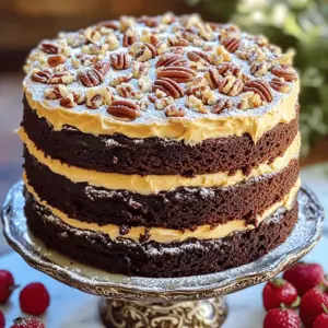 - 1 3/4 cups all-purpose flour - 1 1/2 teaspoons baking powder - 1/2 teaspoon baking soda - 1/4 teaspoon salt - 1 cup unsweetened cocoa powder - 1 cup unsalted butter, softened - 2 cups granulated sugar - 4 large eggs, separated - 1 teaspoon vanilla extract - 1 cup buttermilk - 1 cup sweetened shredded coconut - 1 cup pecans, chopped - 1 cup brown sugar - 1/2 cup evaporated milk