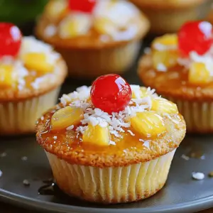 This recipe makes 12 delightful Pineapple Upside-Down Cupcakes. Each bite offers a sweet and fruity taste. You will enjoy the soft, fluffy texture combined with a caramelized topping.