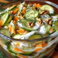 To create a creamy cucumber and carrot salad, you need fresh and simple ingredients. Here’s what you’ll need: