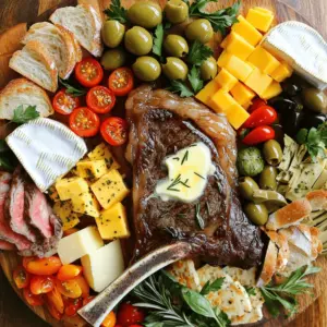 To create a perfect Tomahawk steak board, start with these main ingredients: