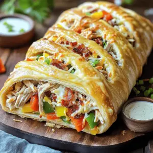- 1 pound pizza dough - 1 cup cooked chicken, chopped - 1 cup cooked bacon, crumbled - 1 cup shredded mozzarella cheese