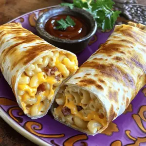 To make a bacon mac’n’cheese burger wrap, you need a few key ingredients. First, ground beef is essential. You will need one pound of it. Next, bacon adds that savory touch. Use four slices, cooked and crumbled.