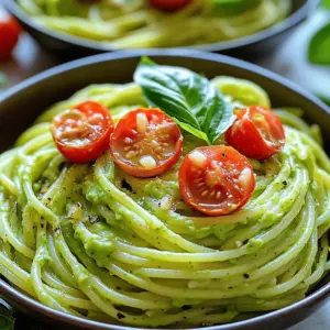 To make creamy avocado pasta, you need a few simple items: - 12 oz spaghetti or any pasta of your choice - 2 ripe avocados, pitted and peeled - 3 cloves garlic, minced - 1/4 cup fresh basil leaves - 1/4 cup grated Parmesan cheese (or nutritional yeast for a vegan option) - 2 tablespoons lemon juice - 1 tablespoon olive oil - Salt and pepper to taste - 1/2 teaspoon crushed red pepper flakes (optional for heat) - Cherry tomatoes, halved (for garnish) - Extra basil leaves (for garnish) This blend of flavors creates a rich and creamy dish. The ripe avocados give a smooth texture. Fresh basil adds a nice, herby taste. Garlic gives it a kick. The cheese brings in a savory note, while lemon juice brightens the dish. When choosing your pasta, spaghetti works well, but feel free to use any type you enjoy. The key is to cook it just right. You want it al dente, so it holds up to the creamy sauce. Gather these ingredients, and you’ll be ready to create a delicious meal in no time. For the full recipe, refer to the instructions in this article. Start by bringing a large pot of salted water to a boil. The salt adds flavor to the pasta. Once the water is boiling, add 12 ounces of spaghetti or your favorite pasta. Cook it according to the package instructions until it is al dente. This usually takes around 8 to 10 minutes. When the pasta is ready, reserve 1 cup of the pasta water. This water helps to thicken the sauce later. Drain the pasta and set it aside while you prepare the sauce. To make the sauce, grab a food processor. Add 2 ripe avocados, pitted and peeled. You also need 3 cloves of minced garlic and 1/4 cup of fresh basil leaves. Toss in 1/4 cup of grated Parmesan cheese, or use nutritional yeast for a vegan option. Add 2 tablespoons of lemon juice and 1 tablespoon of olive oil. Season with salt and pepper to taste. Blend everything until smooth. If the sauce is too thick, add a little reserved pasta water until it reaches your desired creaminess. In a large mixing bowl, combine the drained pasta with the creamy avocado sauce. Toss well to coat the pasta evenly. If you find the mixture too dry, add more reserved pasta water to create a creamier texture. Taste the pasta and adjust the seasoning. You can add more salt, pepper, or even crushed red pepper flakes for some heat if you like. Finally, serve the creamy avocado pasta on plates, topping with halved cherry tomatoes and extra basil leaves for a fresh touch. Enjoy your meal! For the full recipe, check out the complete list above. When picking avocados, choose ones that feel slightly soft. Gently squeeze them; they should yield a bit without being mushy. Look for dark green skin for best ripeness. Avoid avocados with large dark spots or cracks. If they aren’t ripe, leave them at room temperature for a few days. You can speed up ripening by putting them in a paper bag with bananas or apples. To get that smooth and creamy texture, blend the avocados well. Start with ripe avocados for a silky finish. Add lemon juice to help keep the green color and prevent browning. If the sauce is too thick, slowly mix in reserved pasta water. This helps achieve the perfect creaminess. Taste as you mix; adjust the salt and pepper for flavor. Serve the creamy avocado pasta in shallow bowls. This looks nice and allows for easy eating. Top with halved cherry tomatoes and extra basil leaves for color. A drizzle of olive oil adds a nice shine. You can also sprinkle more Parmesan for an extra touch. For a fun twist, add crushed red pepper flakes for heat. Enjoy your colorful and tasty dish! For the full recipe, check out the details above. {{image_2}} You can easily add protein to your creamy avocado pasta. Chicken works great. Just grill or sauté it until fully cooked. Shrimp is another tasty option. Cook them in a hot pan for a few minutes until pink. If you want a plant-based choice, use tofu. Cube it and pan-fry until golden brown. Mix your choice of protein into the pasta for extra flavor and nutrition. Boost your dish with extra veggies. Spinach adds color and nutrients. Just stir it into the pasta as it cooks. Peas are sweet and fun. Toss them in during the last minute of cooking. Zucchini is crunchy and mild. Slice it thin and sauté before mixing it into the pasta. These additions make your meal more vibrant and satisfying. If you follow a vegan diet, you can still enjoy this dish. Use nutritional yeast instead of Parmesan cheese. Choose gluten-free pasta to keep it friendly for gluten-free eaters. Many brands offer great gluten-free options that taste just as good. These swaps ensure everyone can enjoy creamy avocado pasta without missing out. For the full recipe, check back to see how easy it is! To store leftovers, place the creamy avocado pasta in an airtight container. Keep it in the fridge. It will stay fresh for up to three days. Make sure to cool it down first. This helps preserve its taste and texture. When reheating, use a microwave or stovetop. If using a microwave, warm it in short bursts. Stir between each burst to heat evenly. If using the stovetop, add a splash of water to keep it moist. Heat gently over low flame, stirring often. This helps avoid mushiness. For meal prepping, cook the pasta and sauce separately. Store each in airtight containers. This keeps the sauce creamy. When ready to eat, combine them just before serving. You can also chop extra veggies to add later. This adds color and flavor to your dish. If you follow these tips, you will enjoy your creamy avocado pasta all week! To see the full recipe, check out the [Full Recipe]. You can use any pasta you like. I often choose spaghetti for its nice texture. Fettuccine also works well if you want a wider noodle. Whole wheat pasta adds a nutty taste and extra fiber. Gluten-free pasta is another great option. Just ensure it cooks to al dente for the best bite. Yes, you can prepare the avocado sauce ahead of time. Keep it in an airtight container in the fridge. It will stay fresh for about two days. Cook the pasta right before serving. This way, the pasta won’t get soggy. Mix the pasta and sauce just before you eat for the best flavor and texture. To make this dish healthier, try these tips: - Use less cheese or swap it for nutritional yeast. - Add more veggies, like spinach or peas, for extra nutrients. - Use whole grain pasta for added fiber. - Cut back on olive oil to reduce calories. These changes keep the dish tasty while making it more nutritious. This blog post covers how to make a delicious creamy avocado pasta. We explored the ingredients, including pasta choices and key components. I shared step-by-step instructions for cooking and combining your pasta and avocado sauce. I also included tips on selecting avocados and serving suggestions. In the end, you can tailor this dish to fit your taste. Feel free to try protein additions and extra veggies. Enjoy your creamy avocado pasta, and remember, it’s easy to store and reheat! Happy cooking!