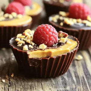 To make Chocolate Raspberry Peanut Butter Cups, gather these ingredients: - 1 cup dark chocolate chips (preferably dairy-free) - 1/2 cup creamy peanut butter - 1/4 cup maple syrup - 1/2 teaspoon vanilla extract - 1 cup fresh raspberries - Pinch of salt - Optional: 1/4 cup crushed nuts (e.g., almonds or hazelnuts) for added crunch