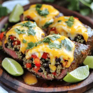 To make a stuffed flank steak, you need simple, tasty ingredients. The main star is 1.5 pounds of flank steak. This cut is lean and perfect for stuffing. Next, you will need one cup of cooked quinoa. Quinoa adds a nice texture and helps fill the steak.