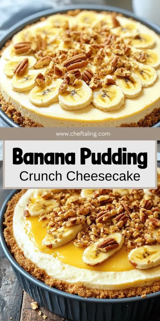 Indulge in the ultimate dessert experience with this Banana Pudding Crunch Cheesecake! Combining a rich cheesecake base, layers of creamy banana pudding, and a crunchy topping, this delightful treat is perfect for impressing guests or satisfying your sweet tooth. With simple ingredients and easy steps, you'll create a dessert that's both beautiful and delicious. Click to discover the full recipe and start baking this mouthwatering cheesecake today!