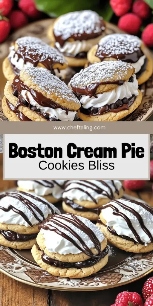 Indulge in the sweet delight of Boston Cream Pie Cookies! These soft cookies are stuffed with a creamy filling and topped with a decadent chocolate glaze, perfect for satisfying your sweet tooth. Whether you're an experienced baker or just starting out, this easy recipe is a must-try. Click through for step-by-step instructions and tips, and treat yourself to these tasty cookies that everyone's talking about!